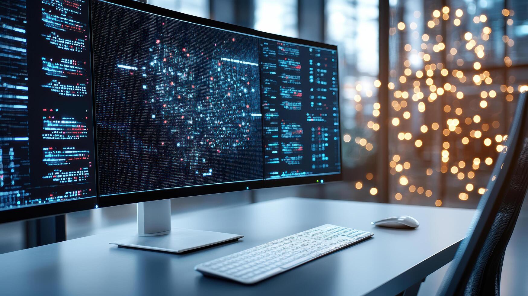 Moderner Arbeitsplatz mit Monitoring-Dashboards
